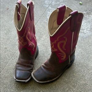 Old West Cream and Pink Boots